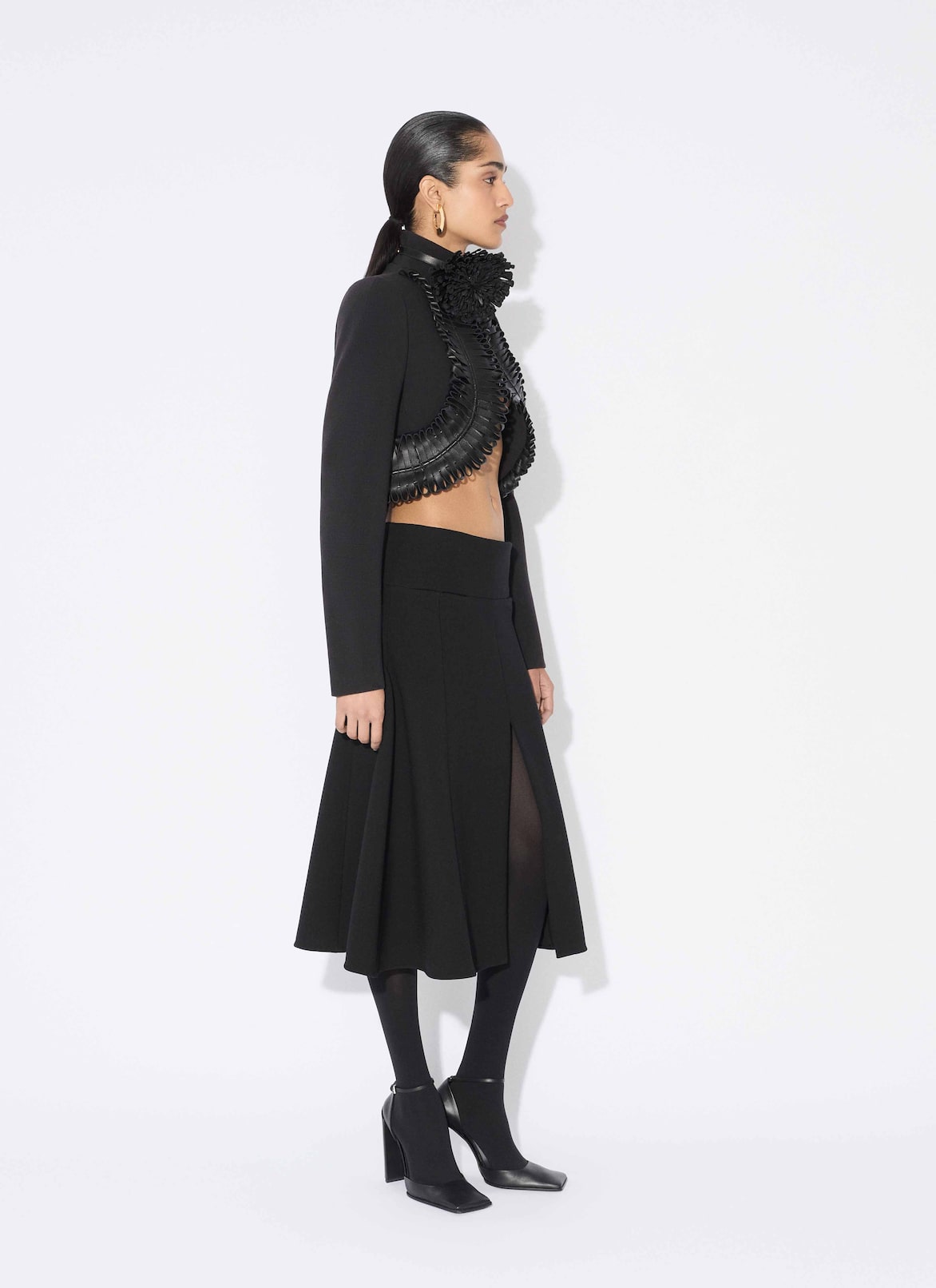 STRETCH WOOL SLIT SKIRT ALAÏA BLACK STRETCH WOOL SLIT SKIRT